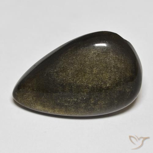 18.13ct Natürlicher Schwarz mit Goldglanz Obsidian, Birnenform, Lichtundurchlässig