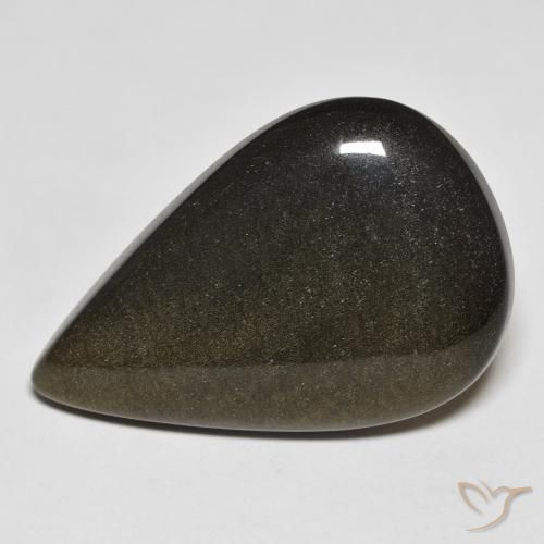 20.38ct Natürlicher Schwarz mit Goldglanz Obsidian, Birnenform, Lichtundurchlässig