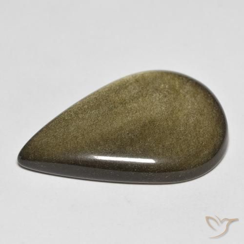 9,17 ctw natürlicher Schwarz mit Goldglanz Obsidian, Birnenform, Lichtundurchlässig