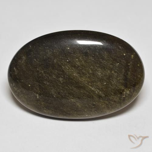 32.18ct Natürlicher Schwarz mit Goldglanz Obsidian, Oval, Lichtundurchlässig