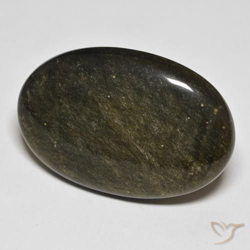 9,17 ctw natürlicher Schwarz mit Goldglanz Obsidian, Oval, Lichtundurchlässig