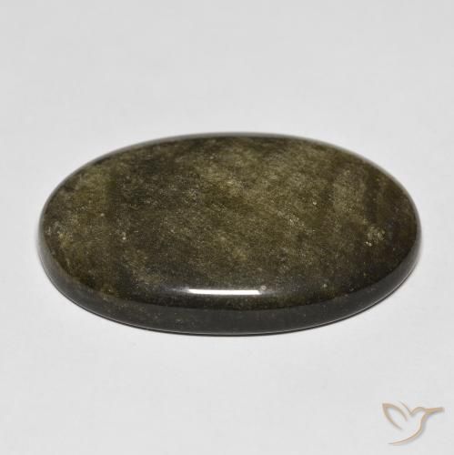 9,17 ctw natürlicher Schwarz mit Goldglanz Obsidian, Oval, Lichtundurchlässig