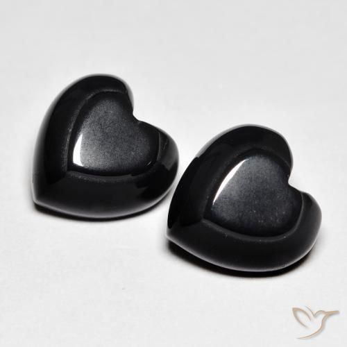 8.41 ct natürliche Schwarz Onyx-Edelsteine, Herz, Lichtundurchlässig
