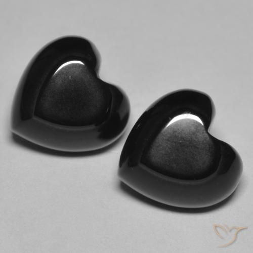 8.54ctw Natürlicher Schwarz Onyx, Herz, Lichtundurchlässig