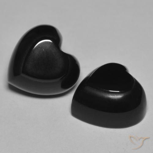 8.54 ct natürliche Schwarz Onyx-Edelsteine, Herz, Lichtundurchlässig