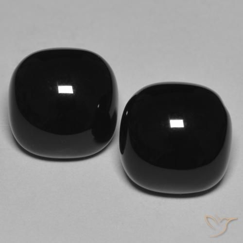 9.68 ct natürliche Schwarz Onyx-Edelsteine, Kissen, Lichtundurchlässig
