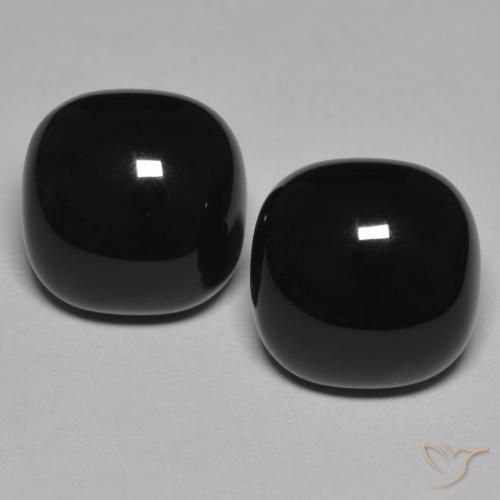 9.56ctw Natürlicher Schwarz Onyx, Kissen, Lichtundurchlässig