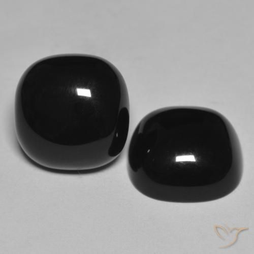 9.56 ct natürliche Schwarz Onyx-Edelsteine, Kissen, Lichtundurchlässig