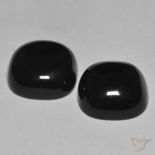 9.56 ct natürliche Schwarz Onyx-Edelsteine, Kissen, Lichtundurchlässig