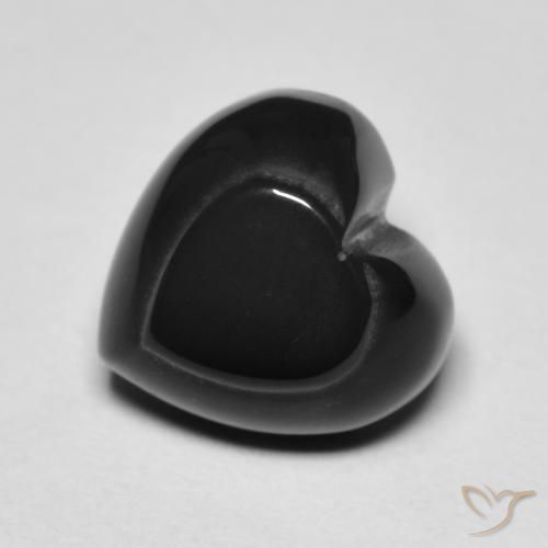 4.35ct Natürlicher Schwarz Onyx, Herz, Lichtundurchlässig