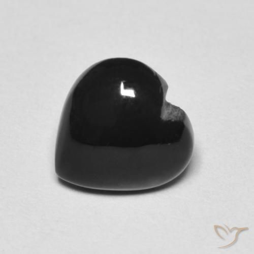 1,39 ctw natürlicher schwarzer Onyx, Herzform, Lichtundurchlässig