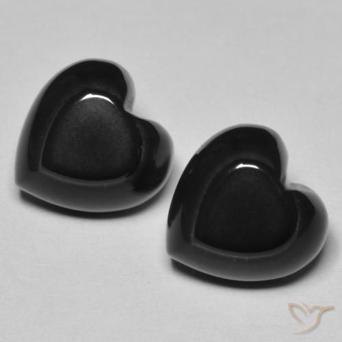 8.67 ct natürliche Schwarz Onyx-Edelsteine, Herz, Lichtundurchlässig