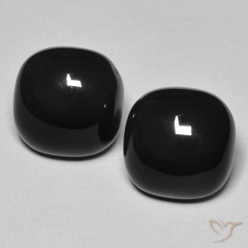 9.62ctw Natürlicher Schwarz Onyx, Kissen, Lichtundurchlässig