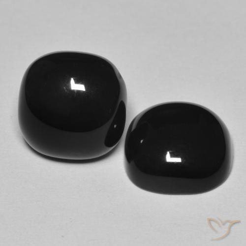 9.62 ct natürliche Schwarz Onyx-Edelsteine, Kissen, Lichtundurchlässig