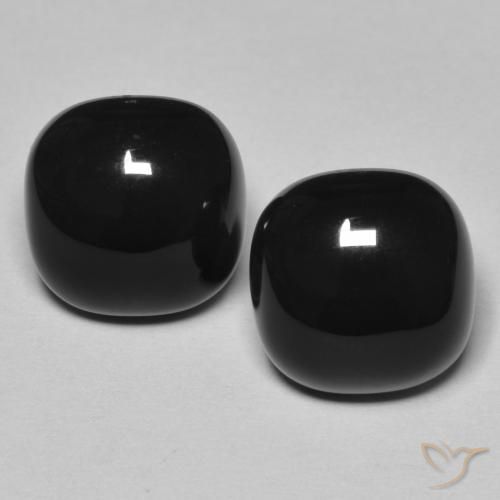 9.65ctw Natürlicher Schwarz Onyx, Kissen, Lichtundurchlässig