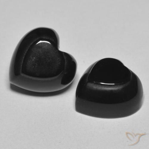 8.64 ct natürliche Schwarz Onyx-Edelsteine, Herz, Lichtundurchlässig