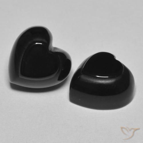8.46 ct natürliche Schwarz Onyx-Edelsteine, Herz, Lichtundurchlässig