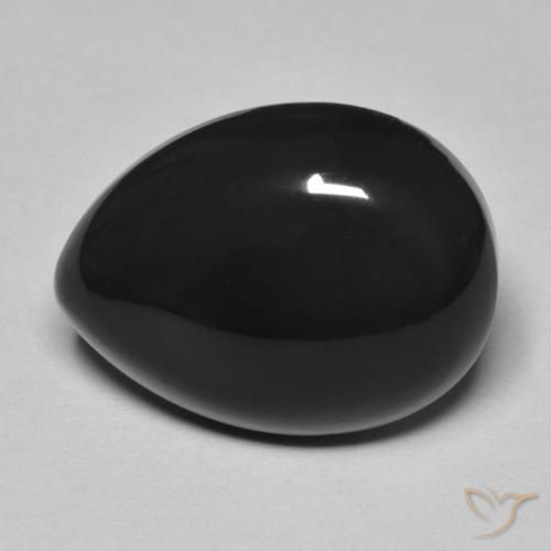 11.43ct Natürlicher Schwarz Onyx, Birnenform, Lichtundurchlässig