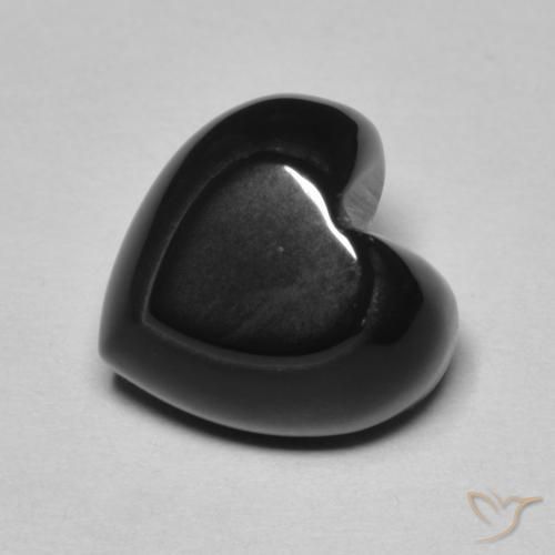 4.24ct Natürlicher Schwarz Onyx, Herz, Lichtundurchlässig