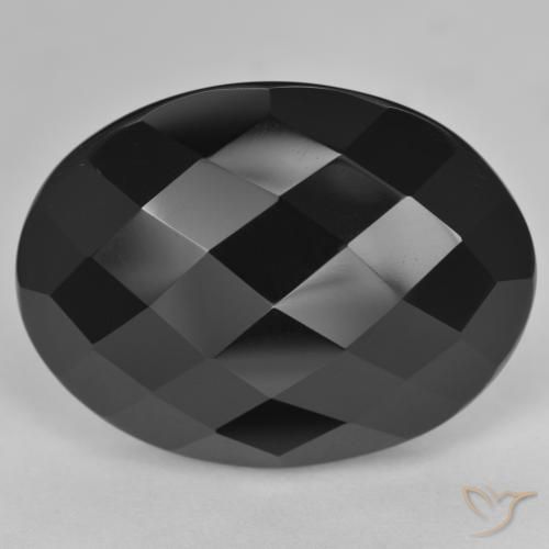 24.74ct Natürlicher Schwarz Onyx, Oval, Lichtundurchlässig