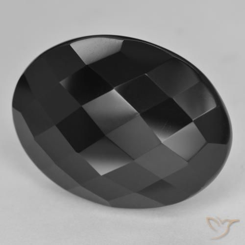 9,17 ctw natürlicher Schwarz Onyx, Oval, Lichtundurchlässig