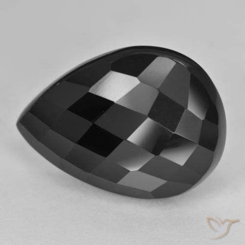 20.08ct Natürlicher Schwarz Onyx, Birnenform, Lichtundurchlässig