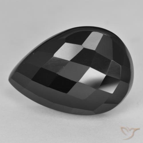 9,17 ctw natürlicher Schwarz Onyx, Birnenform, Lichtundurchlässig