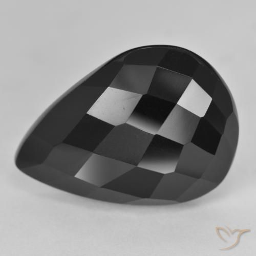 17.01ct Natürlicher Schwarz Onyx, Birnenform, Lichtundurchlässig