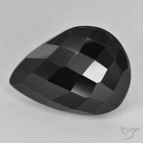 9,17 ctw natürlicher Schwarz Onyx, Birnenform, Lichtundurchlässig