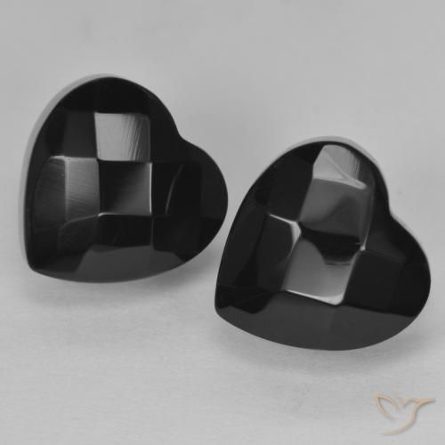 8.90 ct natürliche Schwarz Onyx-Edelsteine, Herz, Lichtundurchlässig