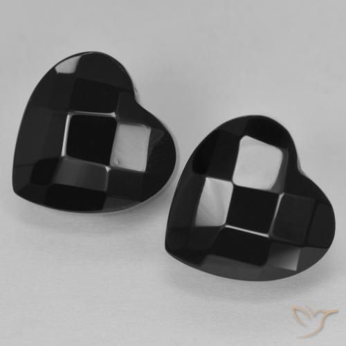 8.64 ct natürliche Schwarz Onyx-Edelsteine, Herz, Lichtundurchlässig
