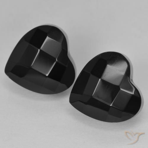 8.57 ct natürliche Schwarz Onyx-Edelsteine, Herz, Lichtundurchlässig