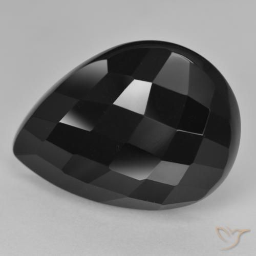 19.19ct Natürlicher Schwarz Onyx, Birnenform, Lichtundurchlässig