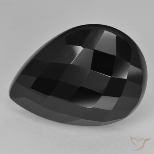 9,17 ctw natürlicher Schwarz Onyx, Birnenform, Lichtundurchlässig