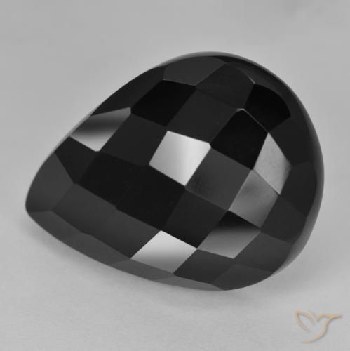 22.42ct Natürlicher Schwarz Onyx, Birnenform, Lichtundurchlässig