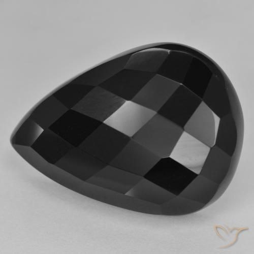 21.79ct Natürlicher Schwarz Onyx, Birnenform, Lichtundurchlässig