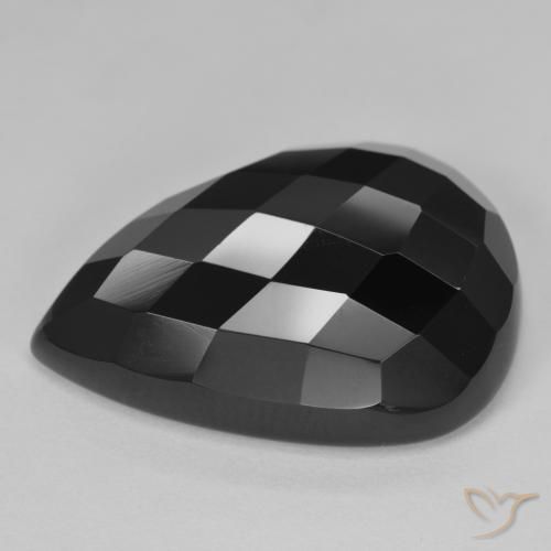9,17 ctw natürlicher Schwarz Onyx, Birnenform, Lichtundurchlässig