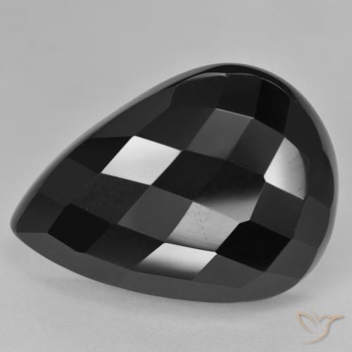 9,17 ctw natürlicher Schwarz Onyx, Birnenform, Lichtundurchlässig