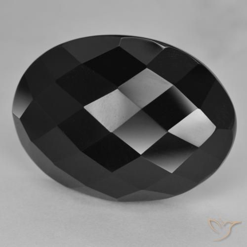 27.22ct Natürlicher Schwarz Onyx, Oval, Lichtundurchlässig