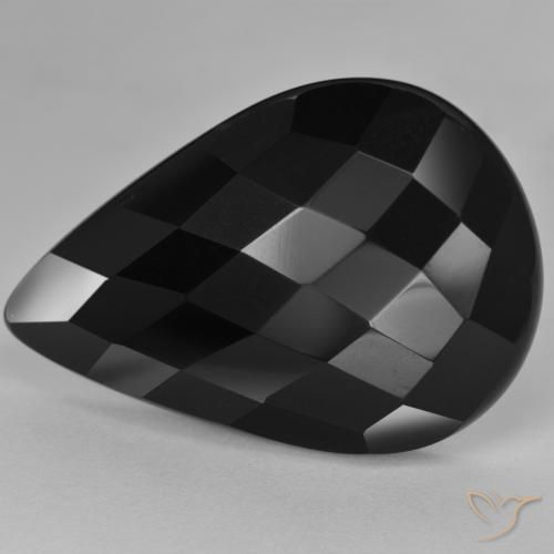 26.89ct Natürlicher Schwarz Onyx, Birnenform, Lichtundurchlässig