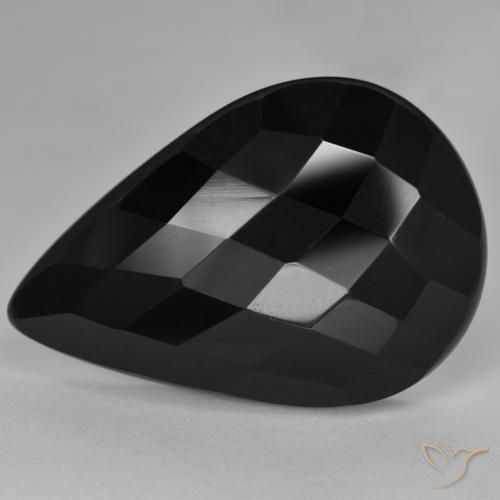 9,17 ctw natürlicher Schwarz Onyx, Birnenform, Lichtundurchlässig