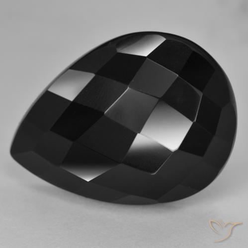 20.38ct Natürlicher Schwarz Onyx, Birnenform, Lichtundurchlässig