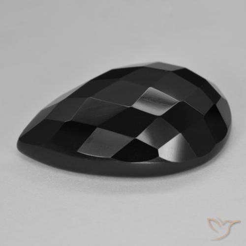 9,17 ctw natürlicher Schwarz Onyx, Birnenform, Lichtundurchlässig
