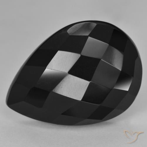 9,17 ctw natürlicher Schwarz Onyx, Birnenform, Lichtundurchlässig