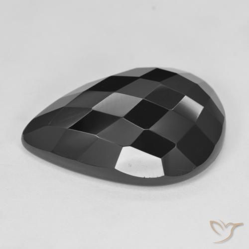 9,17 ctw natürlicher Schwarz Onyx, Birnenform, Lichtundurchlässig
