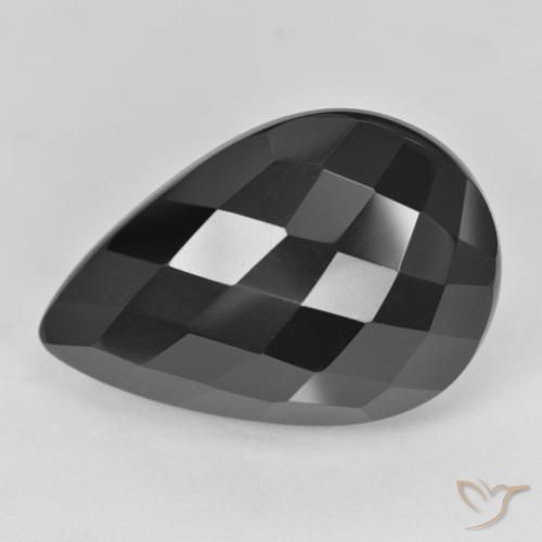 9,17 ctw natürlicher Schwarz Onyx, Birnenform, Lichtundurchlässig