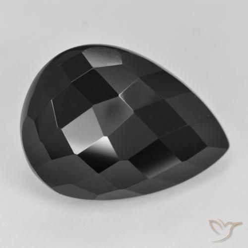 20.01ct Natürlicher Schwarz Onyx, Birnenform, Lichtundurchlässig
