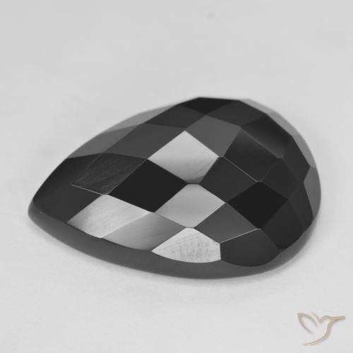 9,17 ctw natürlicher Schwarz Onyx, Birnenform, Lichtundurchlässig