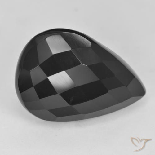 19.71ct Natürlicher Schwarz Onyx, Birnenform, Lichtundurchlässig