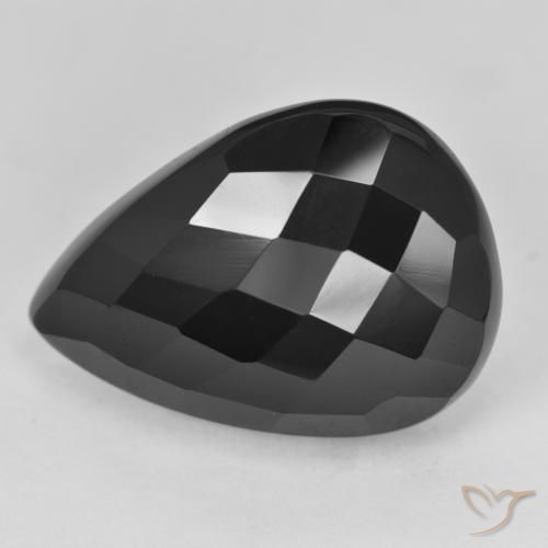 9,17 ctw natürlicher Schwarz Onyx, Birnenform, Lichtundurchlässig